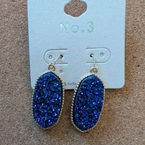 Blue Glitter Drop Earrings